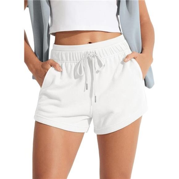 Women's Sweat Shorts with Pockets White - Picture 1 of 2